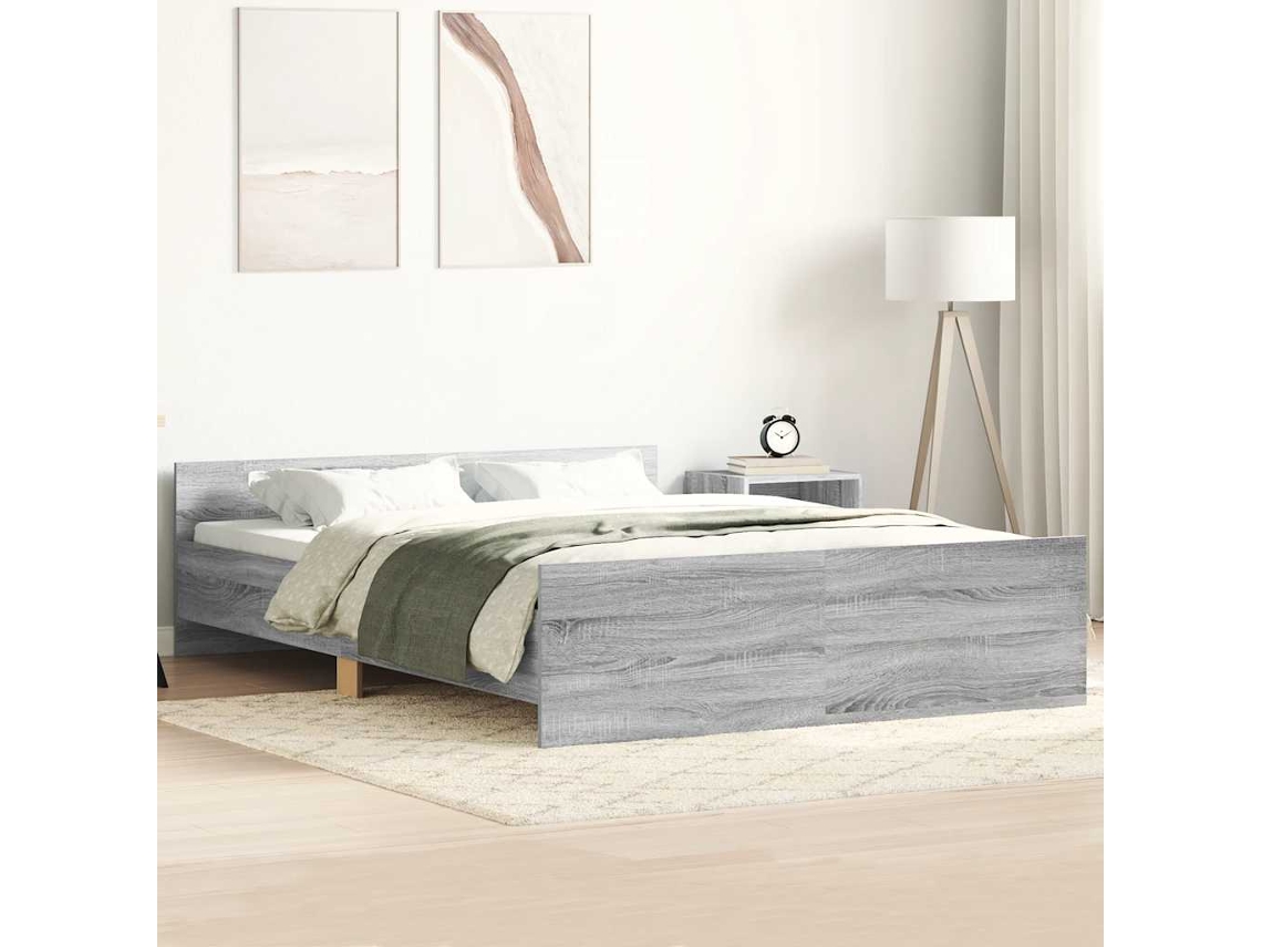 Estructura De Cama Con Cabecero Piecero Gris Sonoma 120x200 Cm