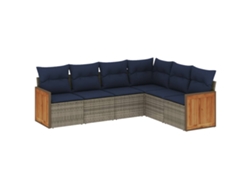Maison Exclusive - Conjunto De Sofá De Jardín De 6 Piezas Con Cojines, Poliratán Gris
