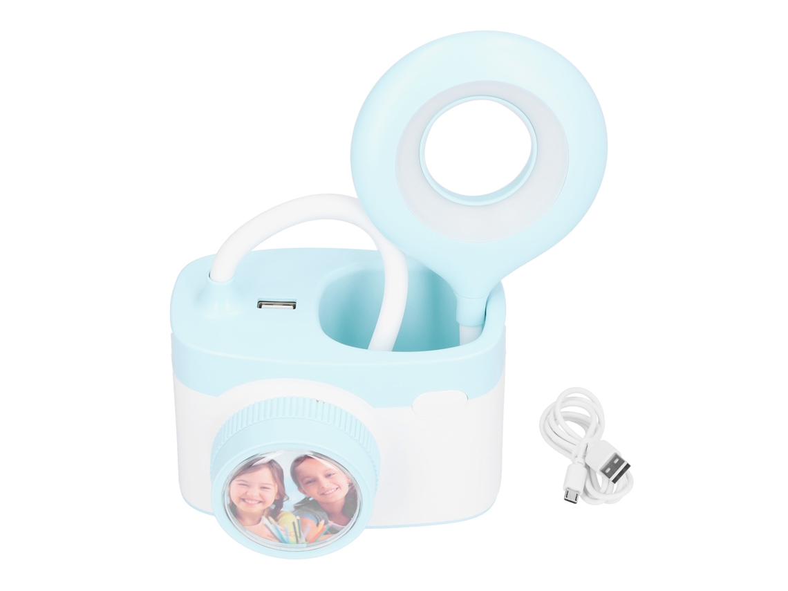 2026-lámpara De Escritorio Multifuncional Forma Cámara Luz Led Suave Usb Recargable Para Lectura Noche Azul