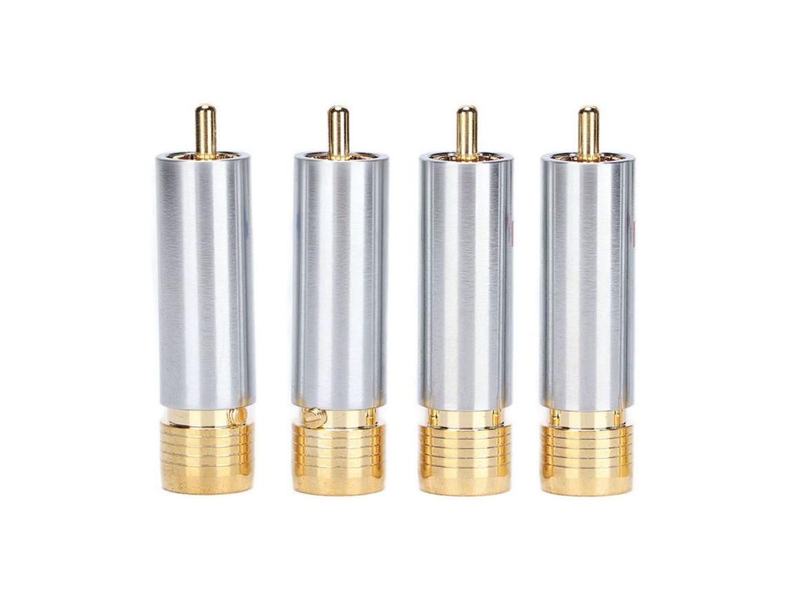 Yncm-4pcs Conector De Áudio Rca De Autoblocagem Com Revestimento De Ouro