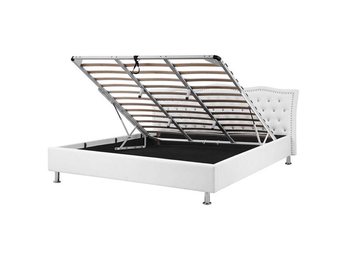 Cama con almacenaje BELIANI Metz de Piel sintética Blanco 212x215x103