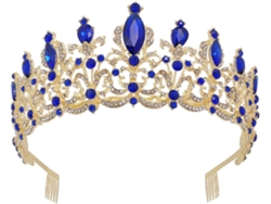 Coroa De Noiva Elegante Em Liga De Zinco Azul, Resistente À Deformação.