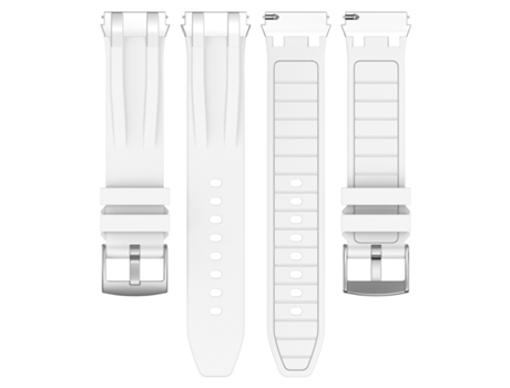 Pulseira de relógio de silicone premium de 20 mm para Garmin, Samsung, Huawei (fivela prateada) Blanco