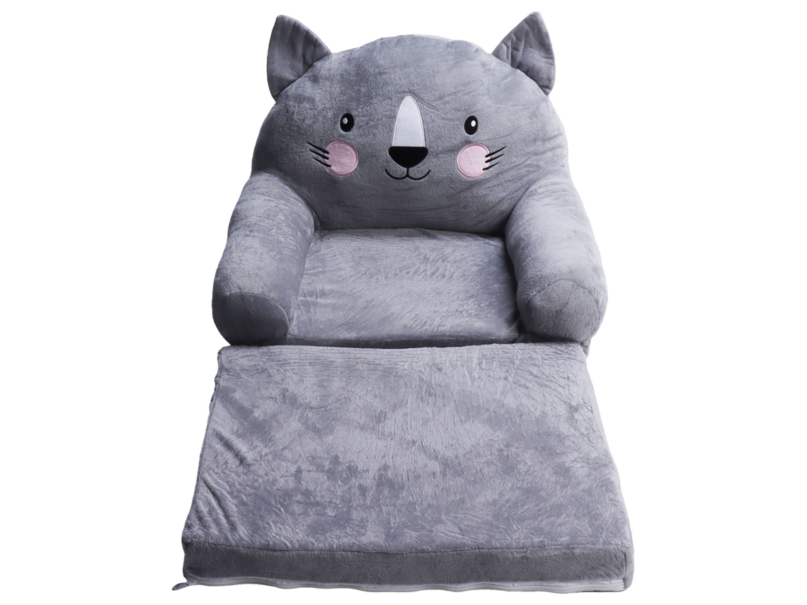 Silla Plegable Infantil Gris Estilo Dibujos Animados Con Brazos Anchos Y Respaldo Estable.