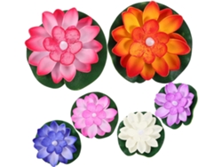 1 Juego De 6 Faroles Flotantes De Loto, Decoraciones Con Forma De Lirio, Luz