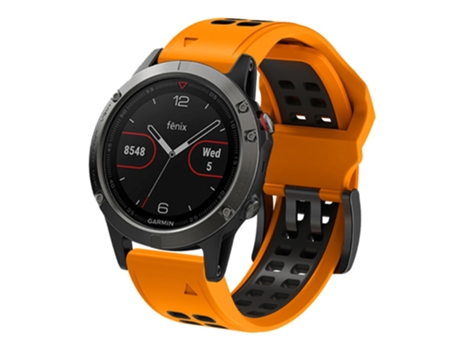 Correa de Silicona liberación rápida dos colores para Garmin Fenix 7/6/5 - naranja/negro