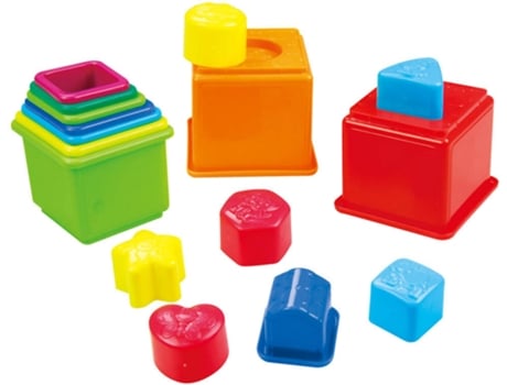 Juego Didácticos PLAYGO Set cubos apilables y figuras geométricas - 16 piezas (10,5x10,5x9 cm - 12 meses)