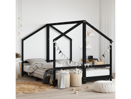 Estructura de cama para niños madera pino negro 2x(80x200) cm MAISON EXCLUSIVE