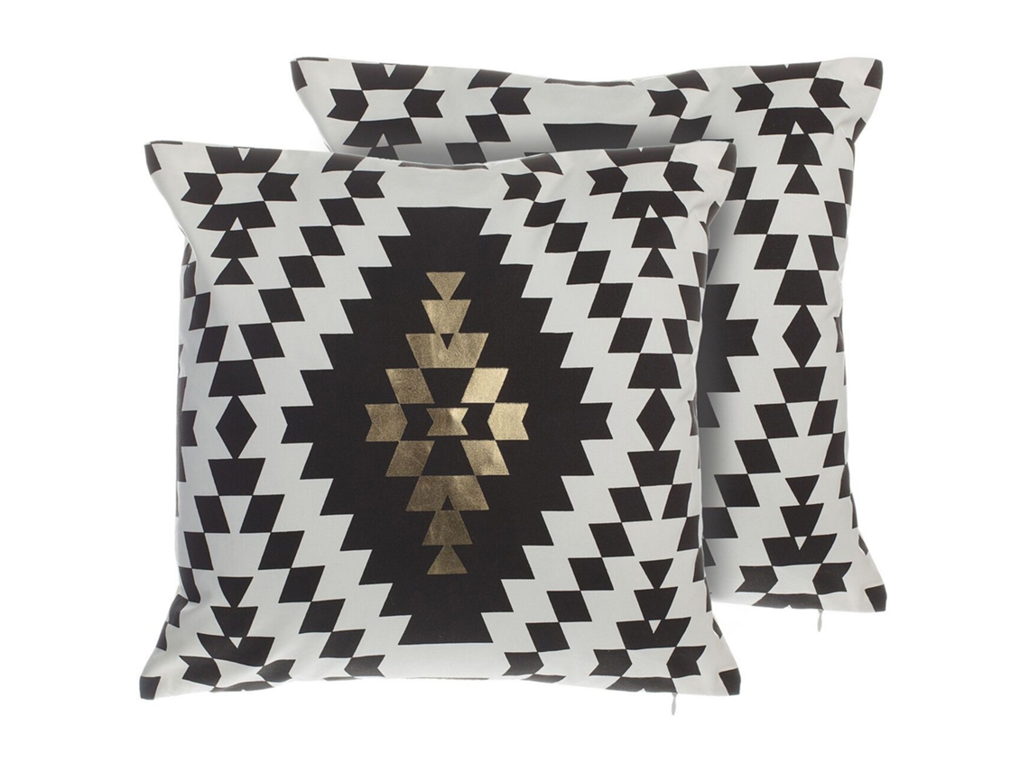 Juego de cojines decorativos BELIANI Coleus de Algodón Blanco 45x45x12