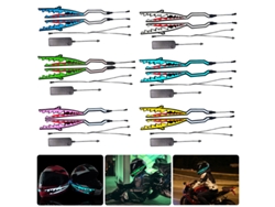 Tira LED blanca para casco de motocicleta, resistente al agua, intermitente, con forma de boca de tiburón, señal nocturna, luminosa y duradera.