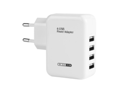 Cargador Inteligente (4 Puertos Usb, Totalmente Blanco, Enchufe Europeo)
