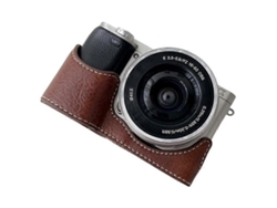 Funda de piel sintética compatible con Sony A6400/A6300/A6100/A6000, con tapa inferior y orificio para tornillos, funda de media carcasa Facpoet
