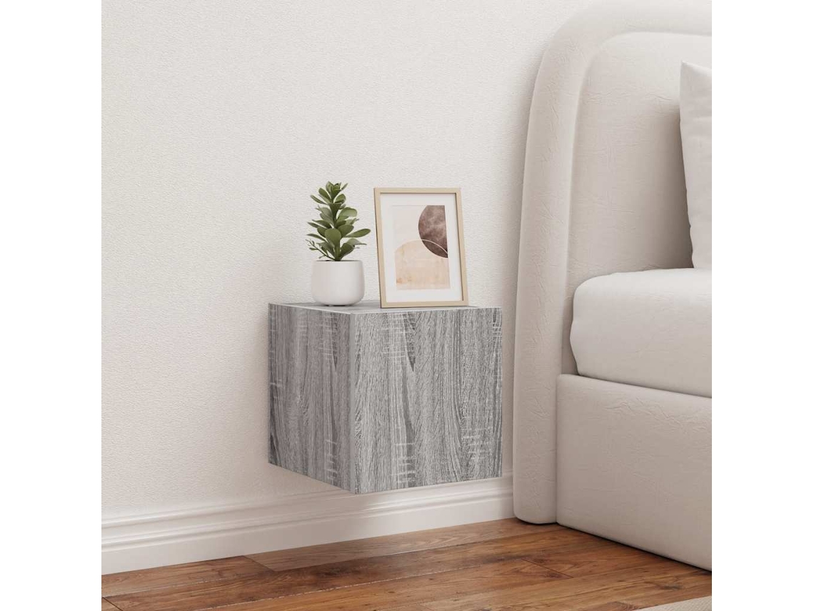 Mueble De Tv | Armario Para Tv | Gabinete De Tv De Pared Con Luces Led Gris Sonoma 30,5x35x30 Cm