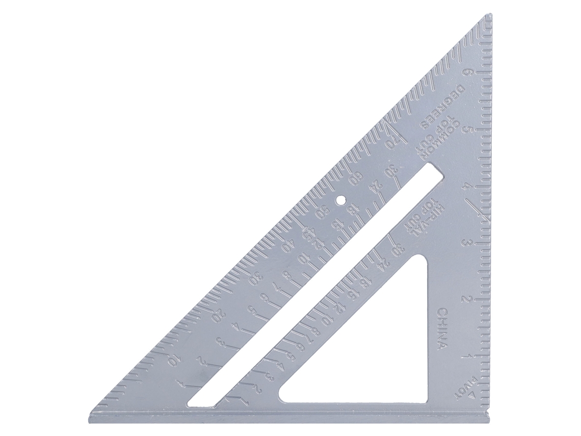 Regla triangular de aluminio de 7 pulgadas, herramienta de medición de 45/90 grados para carpintería y manualidades.