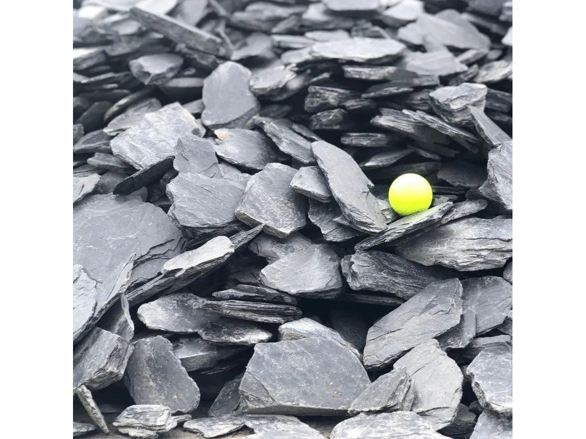 Pizarra decorativa triturada, saco grande, 1000 kg / 40-100 mm / Gris