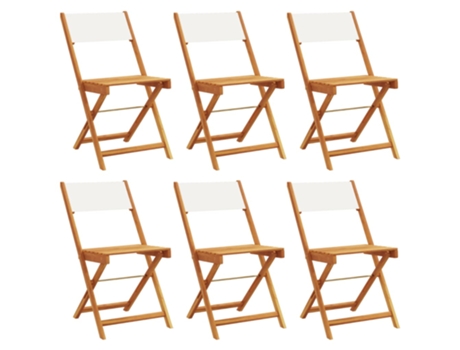 Conjunto 6 Silla De Jardín VIDAXL Blanco Madera