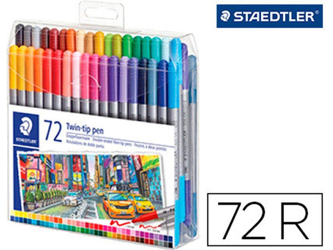 Marcador Staedtler Dupla Ponta de Fibra 3200 Estojo de 72 Unidades Cores Sortidas