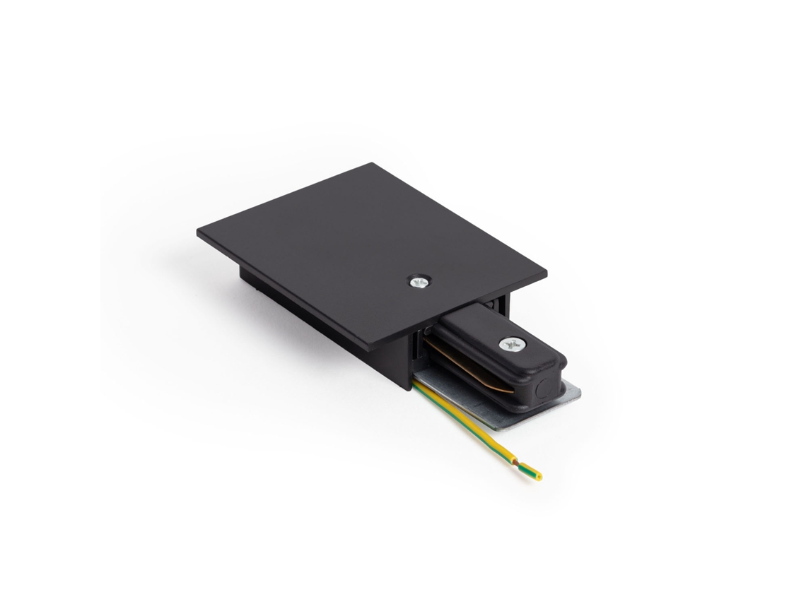 Conector de red monofásico para carril empotrado Borgia, aluminio negro, Ledkia