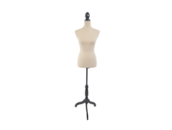 Maniquí De Costura Relaxdays Para Mujer 36/38, Regulable 130–167 Cm, Terciopelo, Base Madera, Champán/negro
