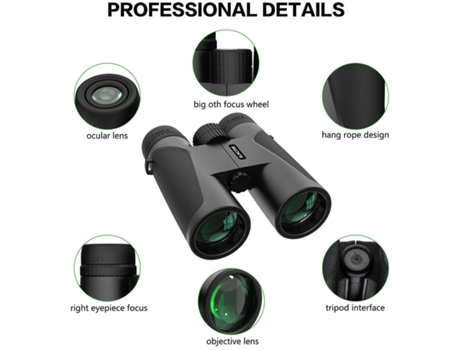 Potentes prismáticos para adultos, prismáticos compactos HD 12x42 con lente BAK4 Prism FMC, para observación de aves, camping, caz YIZHOOD