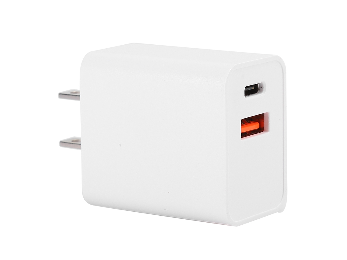 Cargador Pd (carga Rápida 18w, Puertos Usb Duales) Conector Us 100-240v Para Teléfonos Móviles