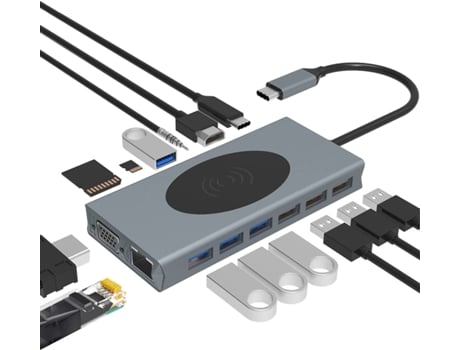Estación de Carga Usb-C Hub In Type Splitter With Wireless
