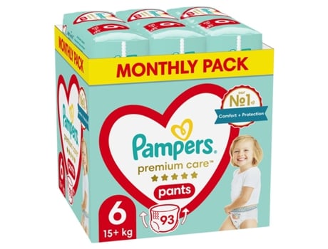 Pañales Desechables PAMPERS Premium 15-25 kg 6 (93 Unidades)