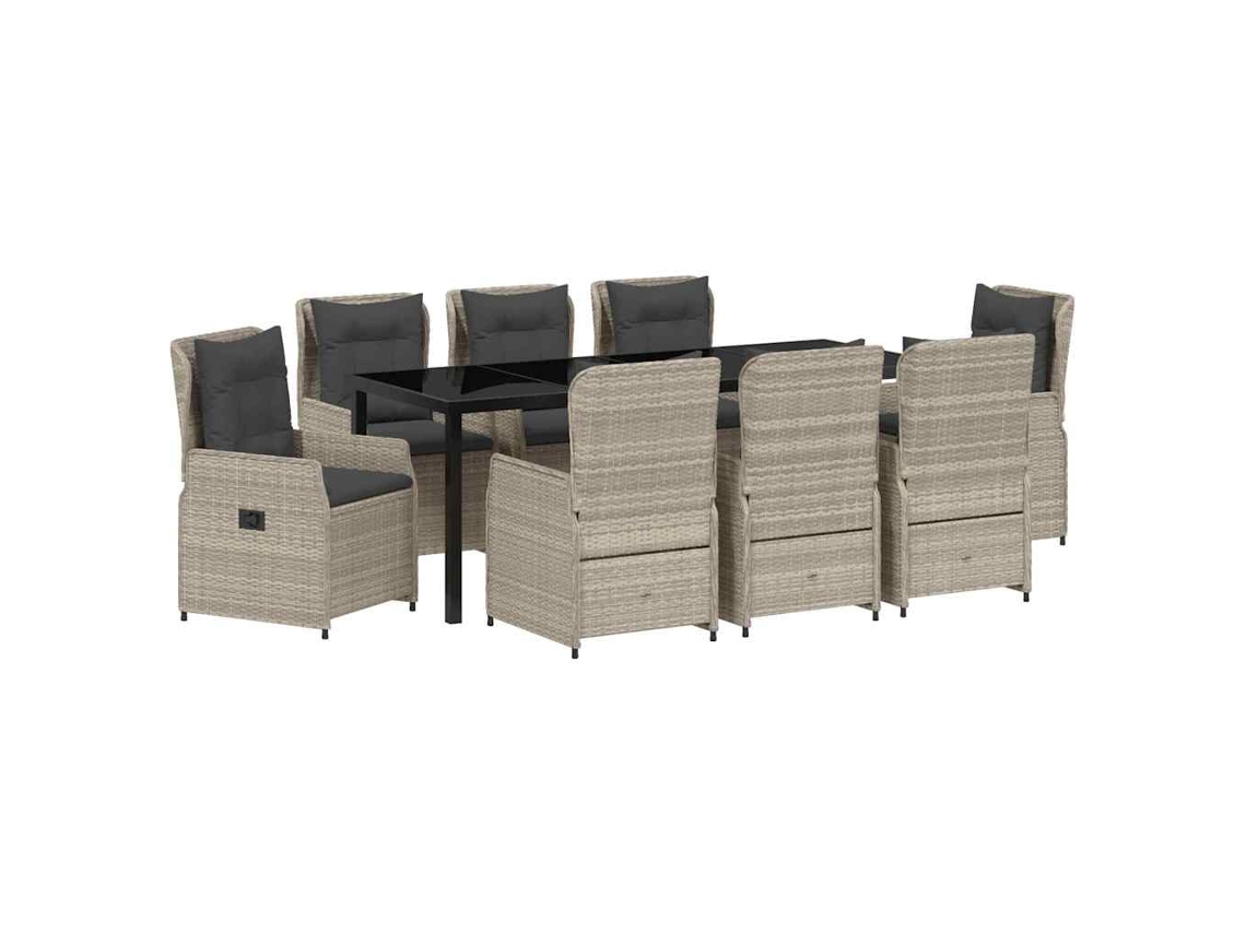Maison Exclusive - Conjunto De Comedor De Jardín 9 Pcs Gris Claro Ratán Sintético