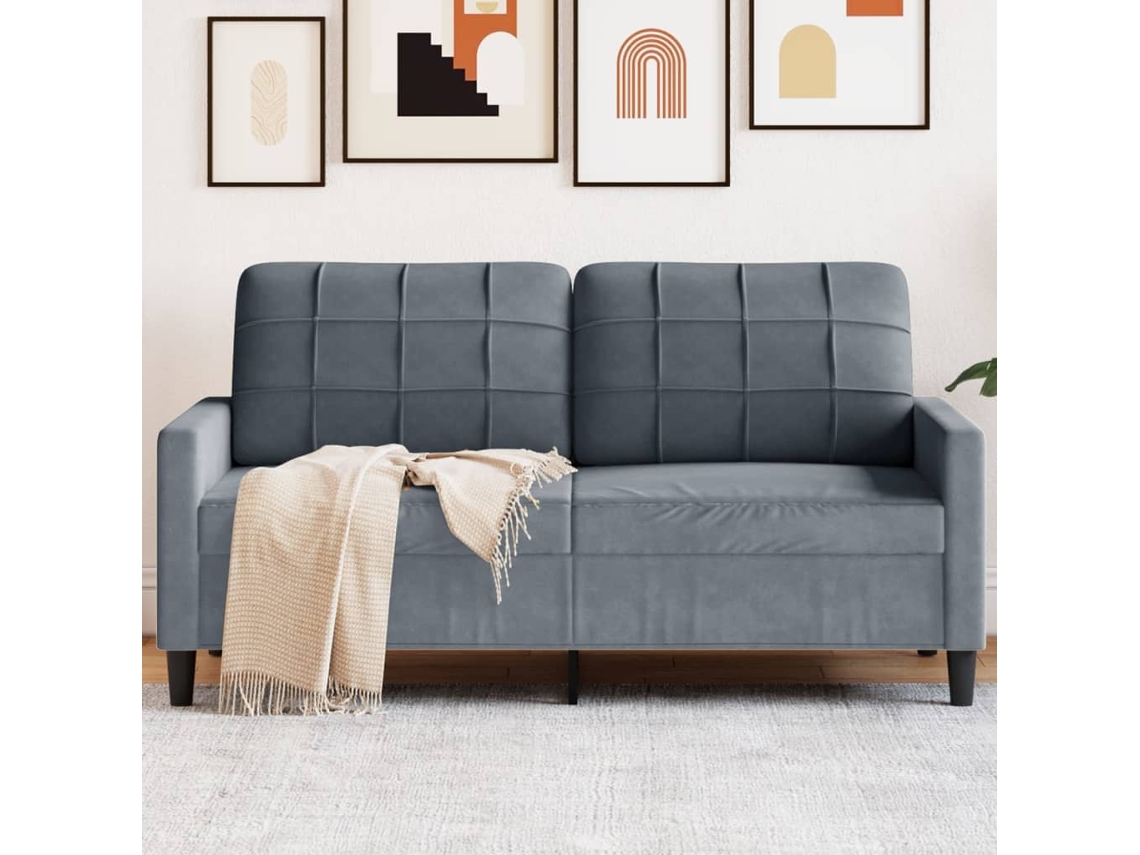 Sofá De 2 Plazas De Terciopelo Gris Oscuro 140 Cm