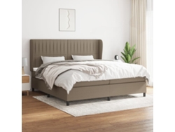 Cama Box Spring Con Colchón Tela Gris Taupe 200x200 Cm
