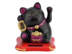 Lindo gato Baok con movimiento de saludo solar para decoración del hogar y el automóvil - Negro