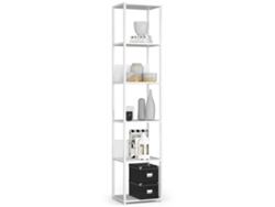 Estantería Loft Akord De Metal Blanco 40 Cm Frente En Color Blanco 6 Estantes 40x32x192 Cm