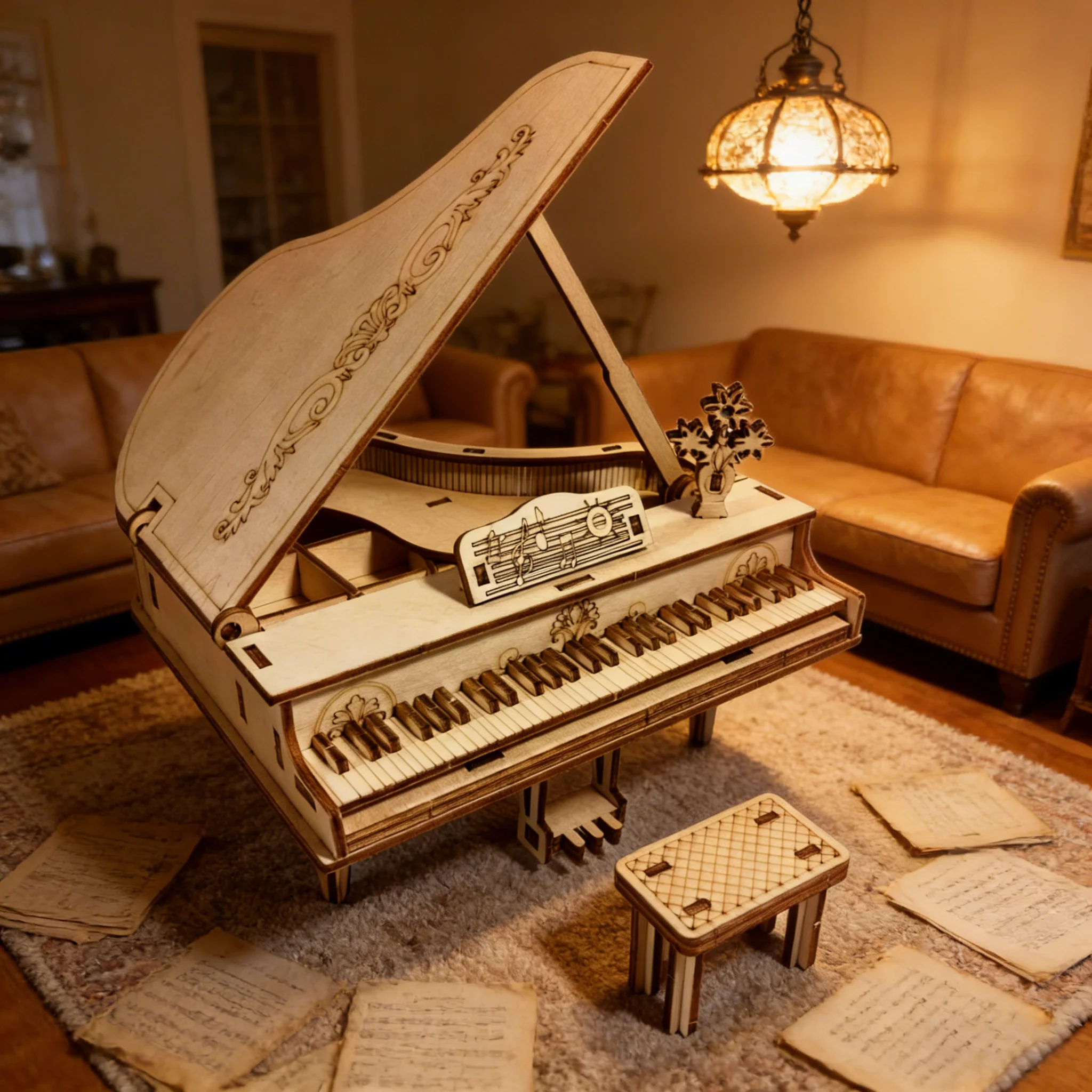 Rompecabezas De Madera 3d Con Forma De Piano, Modelo De Madera Para Armar