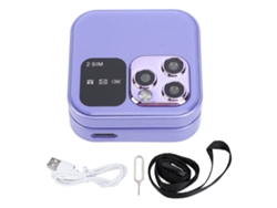 Celular Flip Pequeno Tela Dupla Interna E Externa Câmera Hd Roxo Com Lanterna Led
