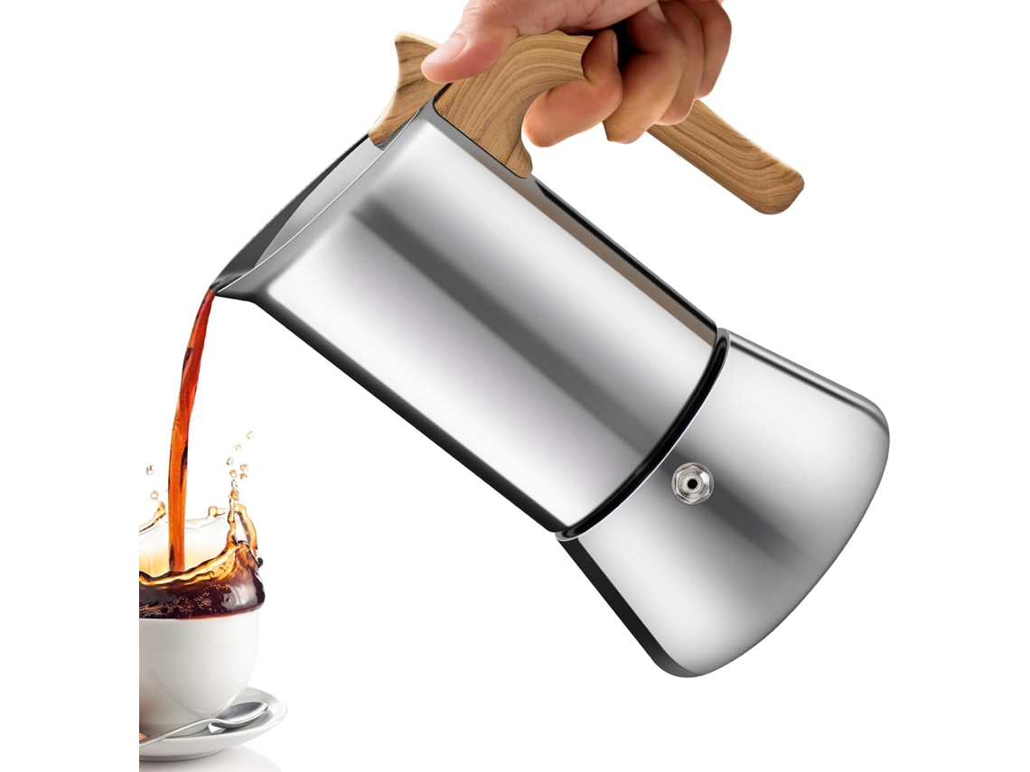 Cafetera Italiana De Acero Inoxidable 6 Tazas 300 Ml Para Cocina