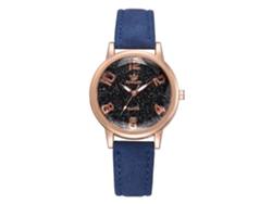 Reloj De Pulsera De Aleación Para Mujer Con Correa De Pu, Estilo Sencillo, Esfera Redonda, Cuarzo Azul.