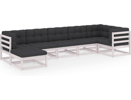 Conjunto 7 de muebles de jardín VIDAXL y cojines madera maciza pino