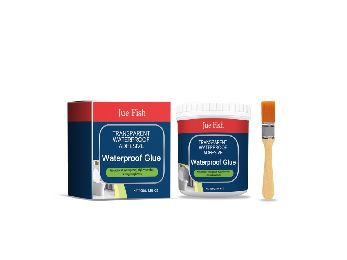 Adhesivo transparente sin marca, 100 g, para reparar fugas, baños y azulejos.