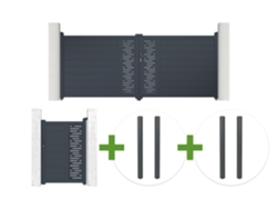 Puerta Batiente 3,5 M Arlberg Alt. 140 Cm Gris + Puerta Peatonal 1 M Arlberg Alt. 140 Cm Gris + 4 Postes Elda