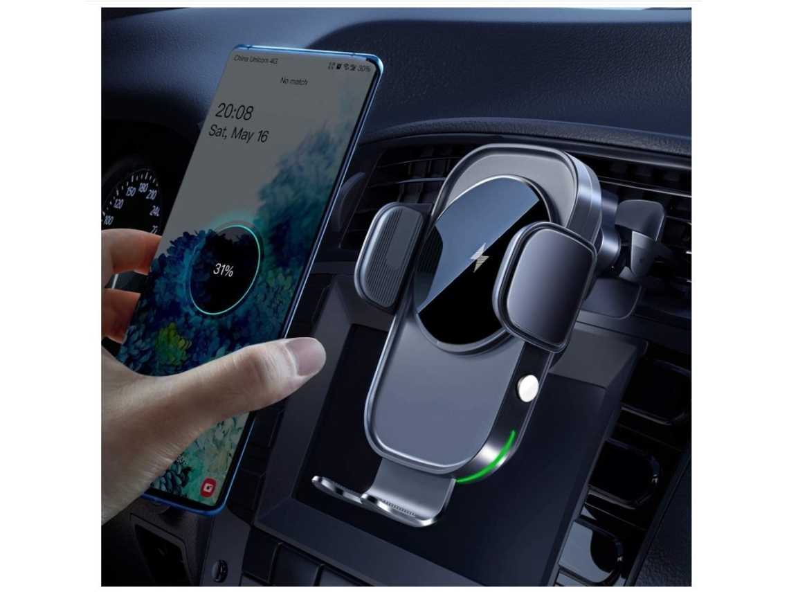 Cargador Sem Carro Sentido Eletromagnético Qi Rápido YIZHOOD Negro