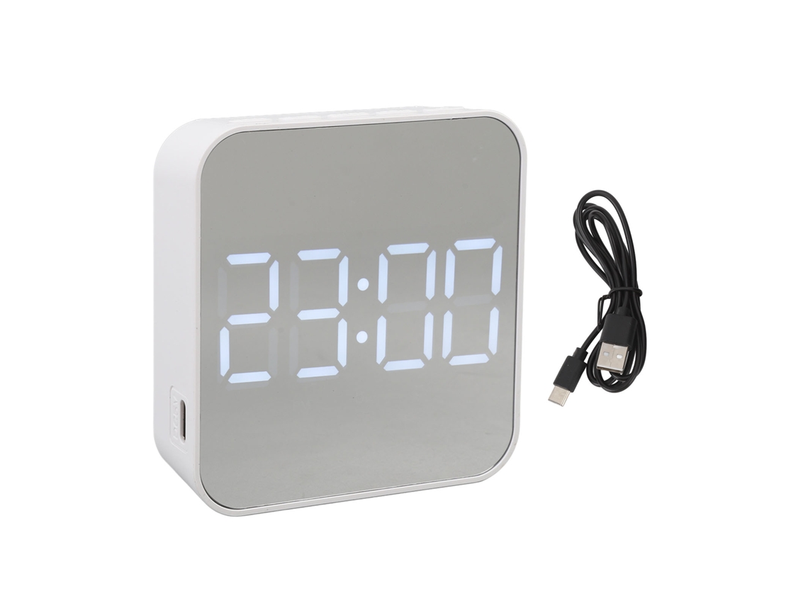Reloj Digital Led Con 2 Alarmas, Pantalla Clara, Fecha Y Temperatura Para Dormitorio Y Oficina - Blanco