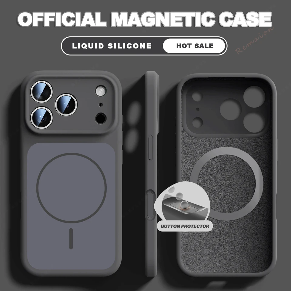 (iphone 17, Negro) Funda Magnética Magsafe De Silicona Líquida Para Iphone, Compatible Con Iphone, Funda Suave A Prueba De Golpes.