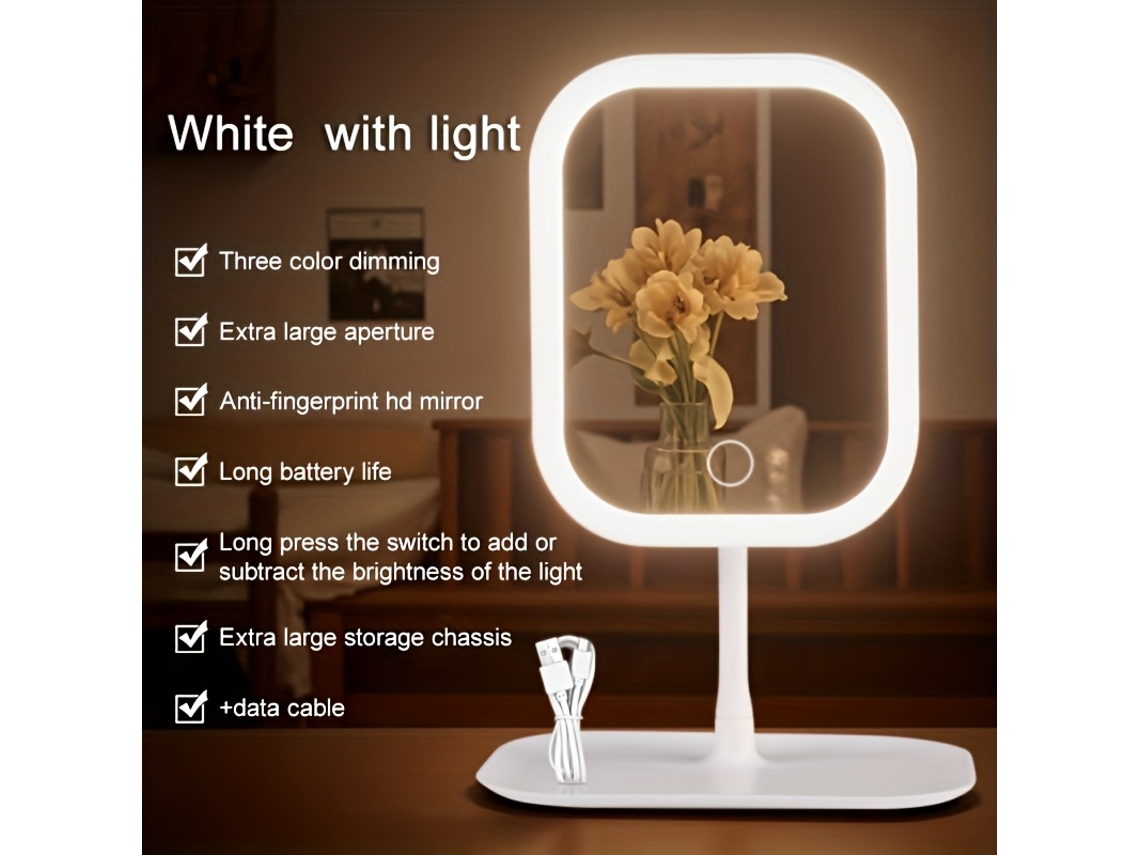 Espejo De Maquillaje Recargable Con Controles Táctiles Y Tres Modos De Luz, Especialmente Diseñado Para Mujeres: El Regalo Perfecto.