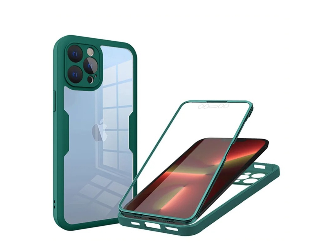 Protector de pantalla con funda antigolpes incluida para iPhone 14 Pro DIGITALLAB (Verde oscuro)