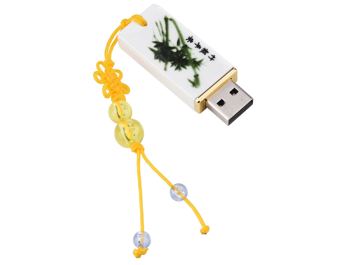 Memoria USB (almacenamiento, portátil) Memoria USB de porcelana azul y blanca estilo elementos chinos (32 g de porcelana azul y blanca - bambú)