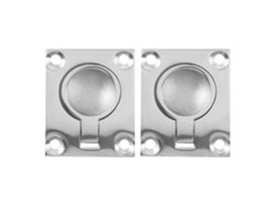 2 tiradores de anillo empotrables para escotillas y armarios de barcos (48x38 mm). Accesorio náutico de acero inoxidable 316 (montaje empotrado).