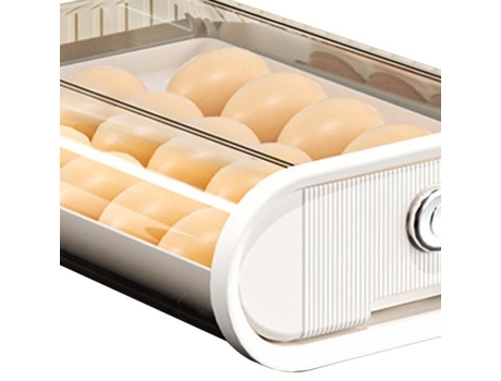 Lia Contenedor de Huevos para refrigerador Tipo cajón Contenedor de Huevos Bandeja de Huevos de plástico Caja de Almacenamiento Blanca FDIT