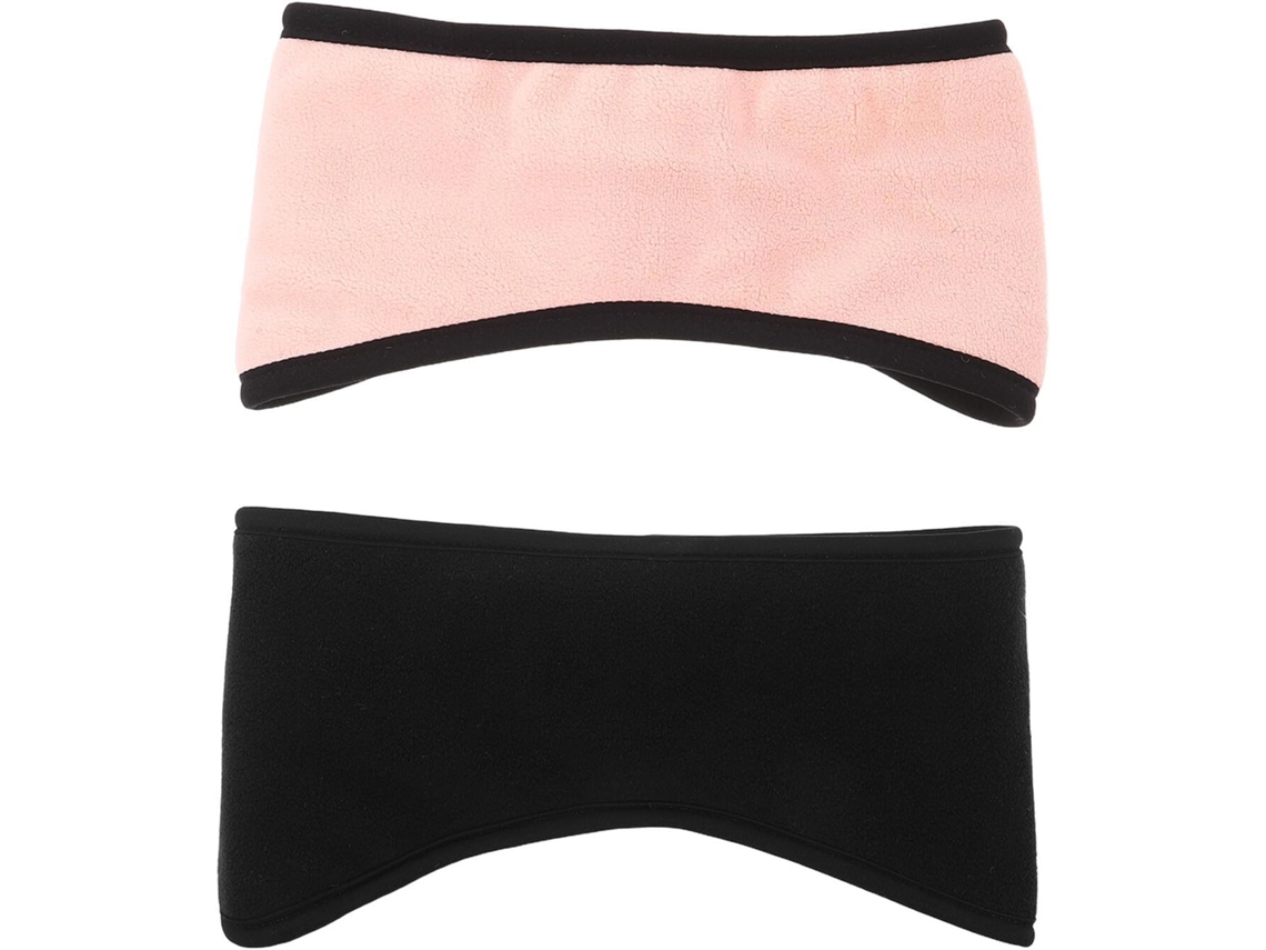Juego De 2 Orejeras De Invierno Suaves Y Ajustables Para Dormir, En Forro Polar Negro Y Rosa.