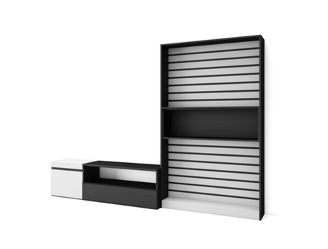 Muebles de Salón para TV 260x186x35cm Para TV hasta 65 Mueble Televisión Blanco y negro