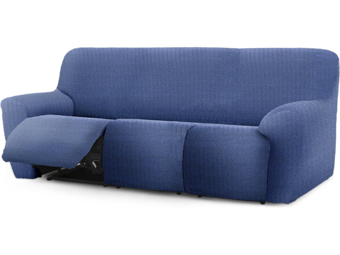 Funda de Sofá Relax Extensible 3 Plazas x 3 EYSA Premium Jaz Tejido Multielástico (200-260 cm - Poliéster y Algodón - Azul)